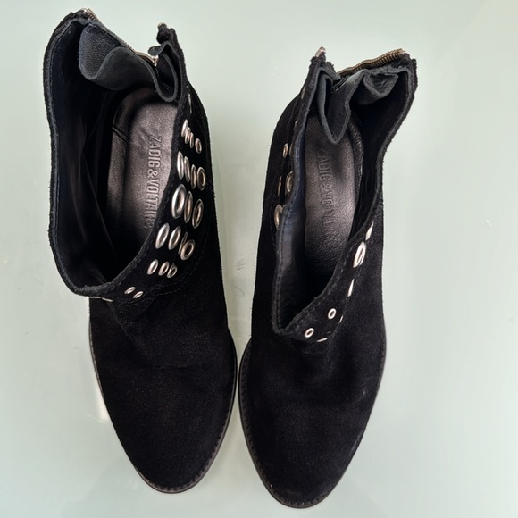 Zadig & Voltaire 100% leather black Boots with silver metal studs EUR size 36 - Picture 14 of 16